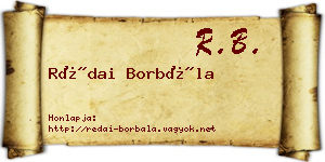 Rédai Borbála névjegykártya